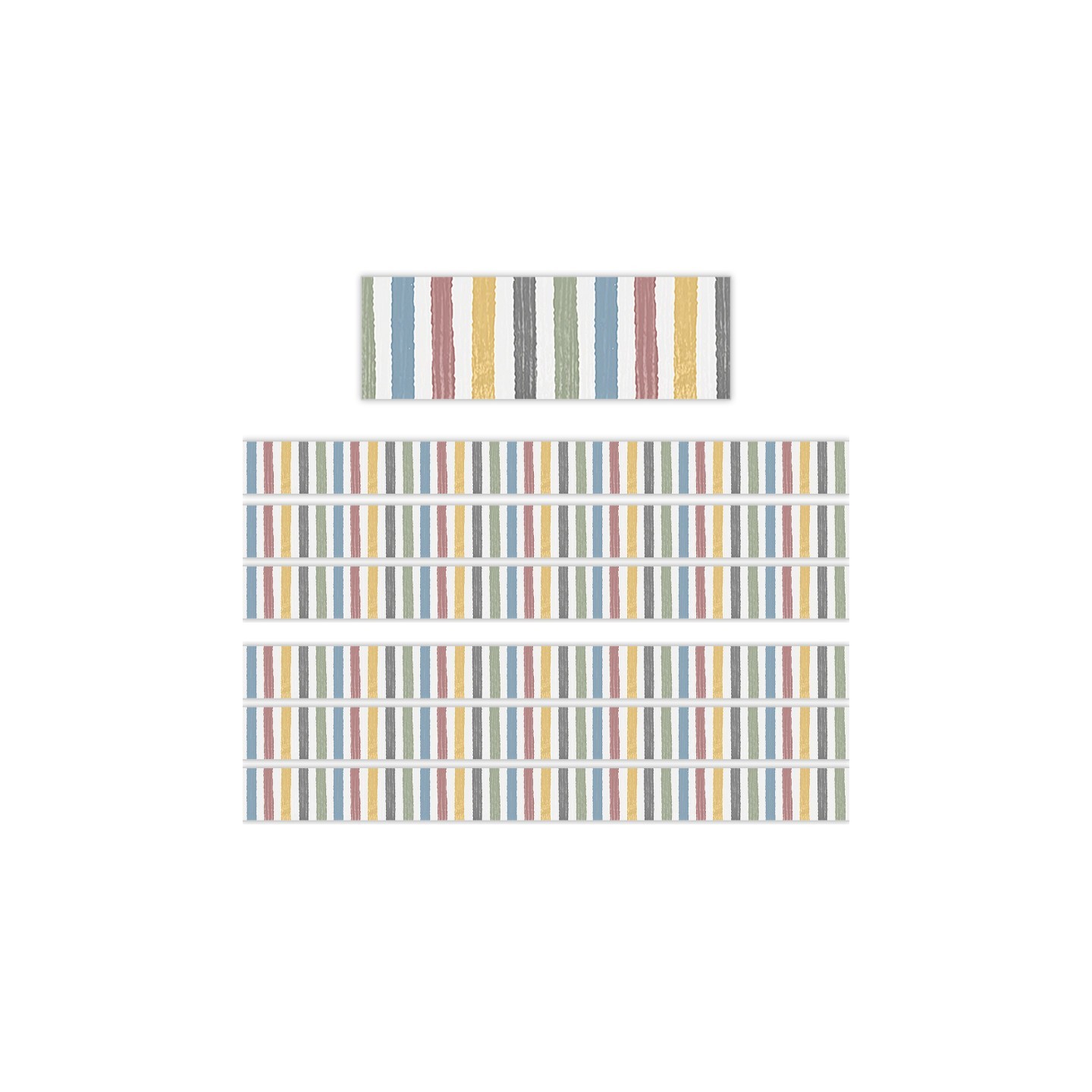Teacher Created Resources® Classroom Cottage Stripes Straight Border Trim, 35 Feet Per Pack, 6 Packs