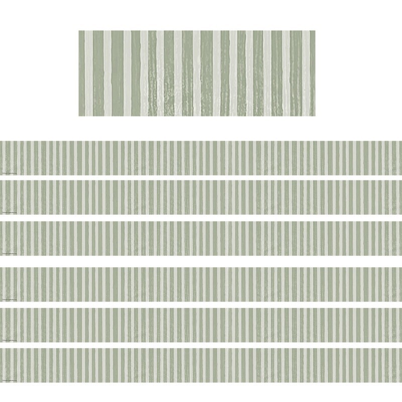 Teacher Created Resources® Classroom Cottage Sage Green Stripes Straight Border Trim, 35 Feet Per Pack, 6 Packs