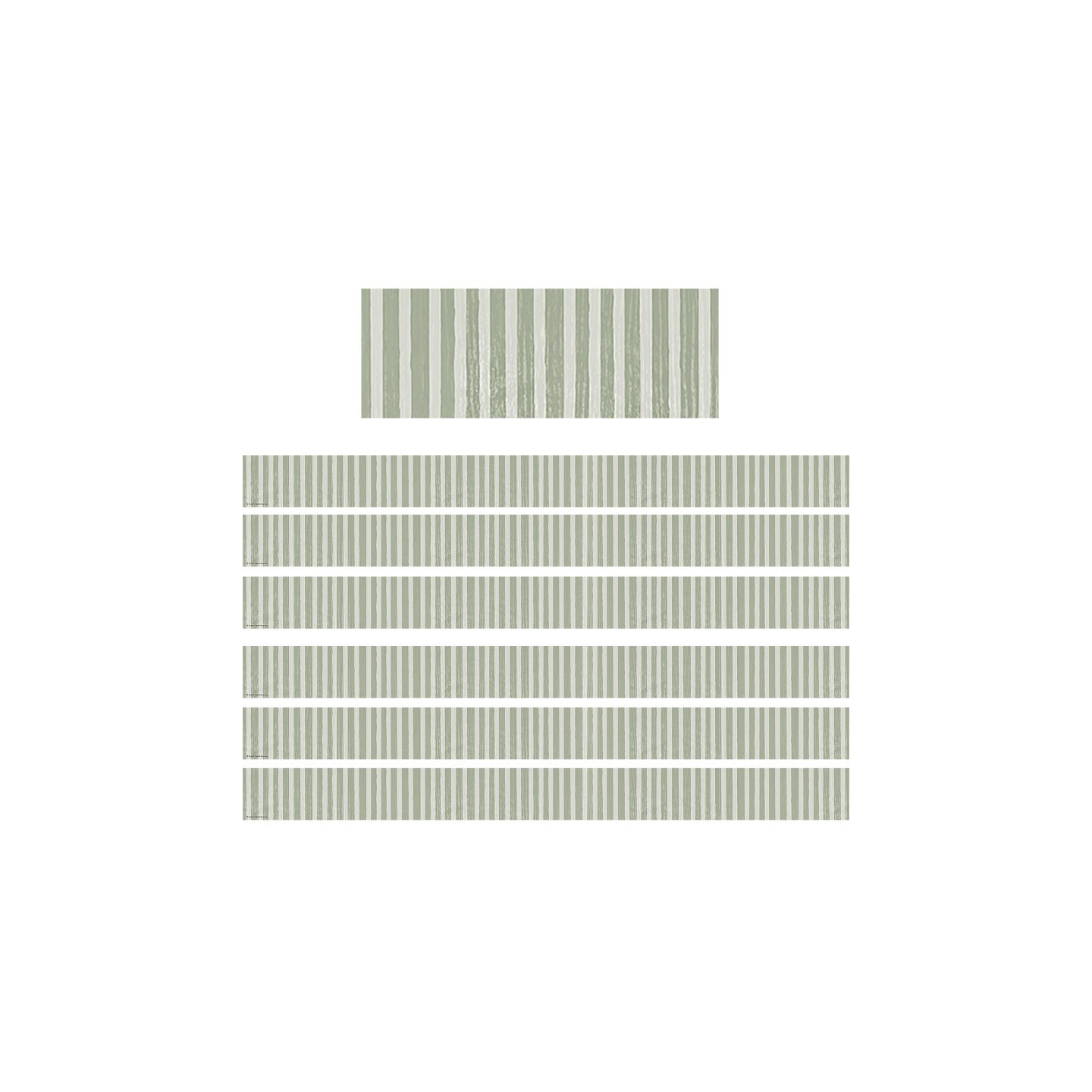 Teacher Created Resources® Classroom Cottage Sage Green Stripes Straight Border Trim, 35 Feet Per Pack, 6 Packs