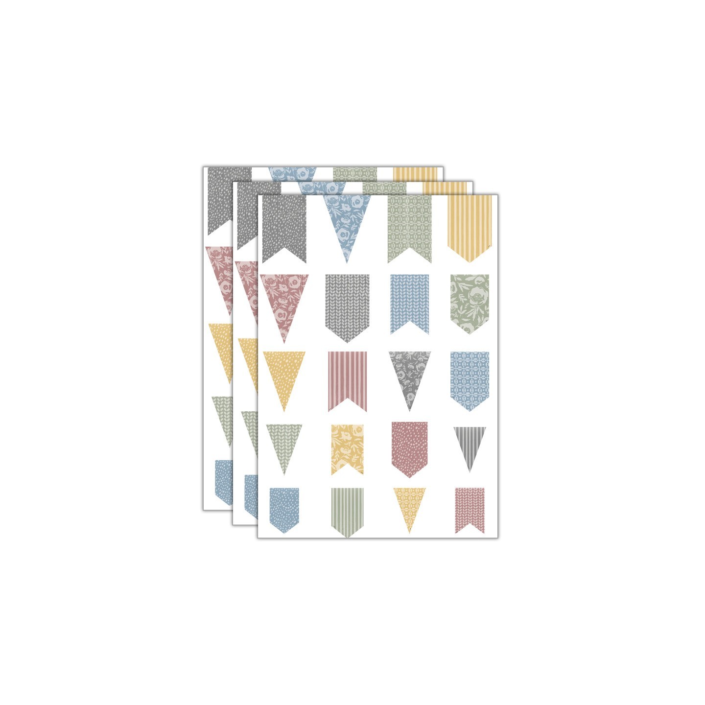 Teacher Created Resources® Classroom Cottage Pennants Accents - Assorted Sizes, 60 Per Pack, 3 Packs