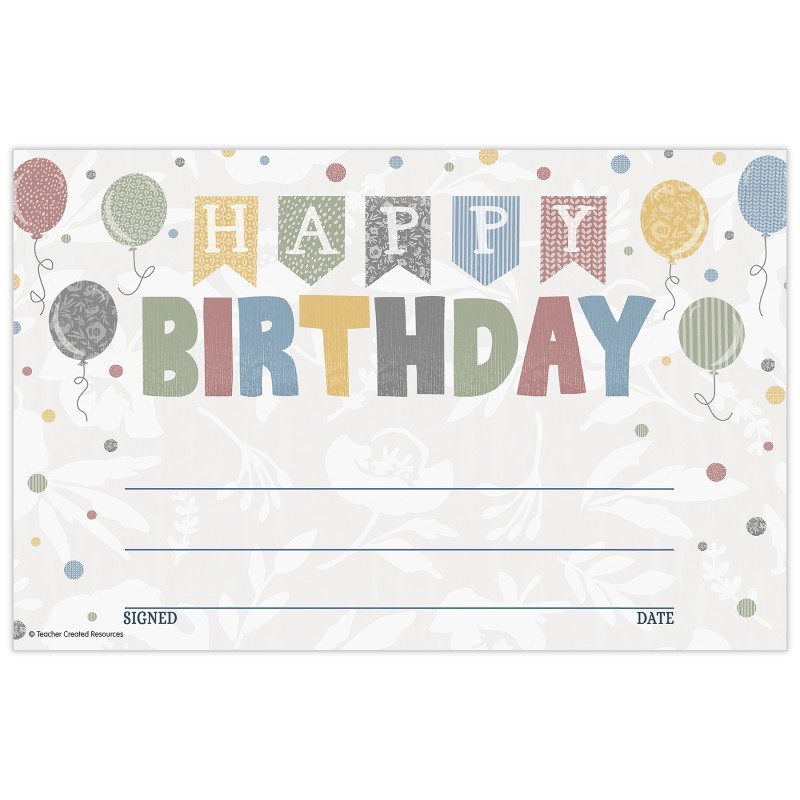 Teacher Created Resources® Classroom Cottage Happy Birthday Awards, Pack of 30