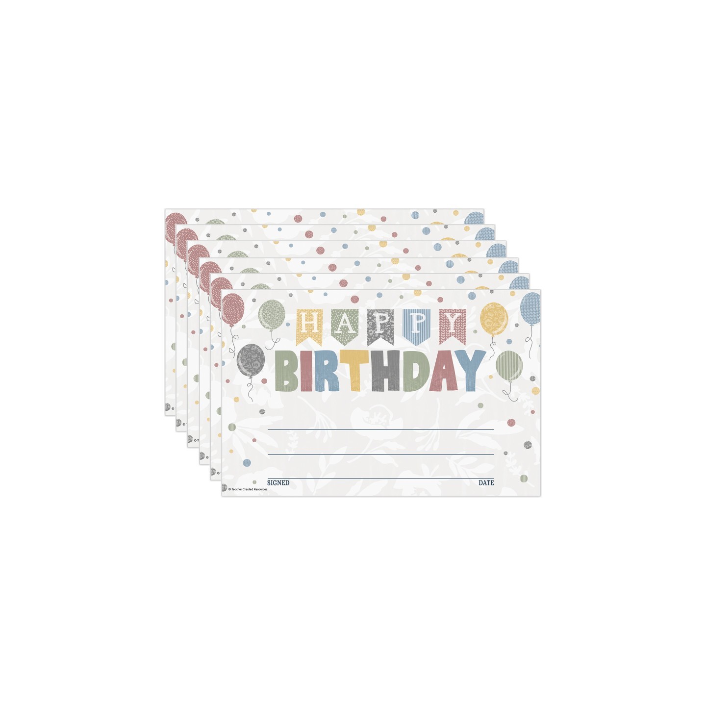 Teacher Created Resources® Classroom Cottage Happy Birthday Awards, 30 Per Pack, 6 Packs