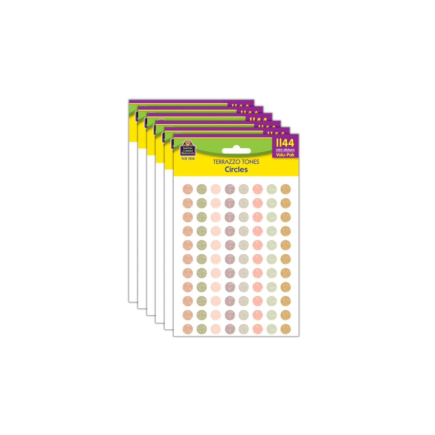 Teacher Created Resources® Terrazzo Tones Circles Mini Stickers Valu-Pak, 1144 Per Pack, 6 Packs