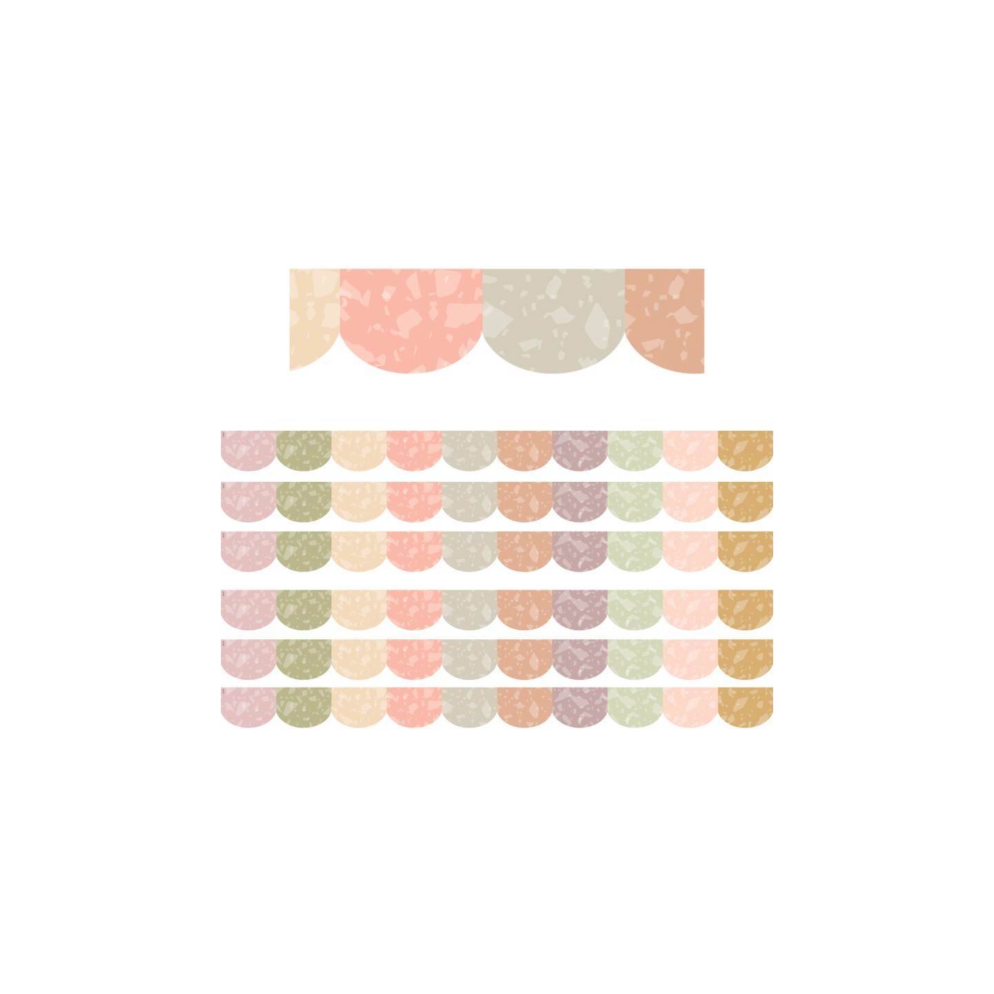 Teacher Created Resources® Terrazzo Tones Scalloped Die-Cut Border Trim, 35 Feet Per Pack, 6 Packs