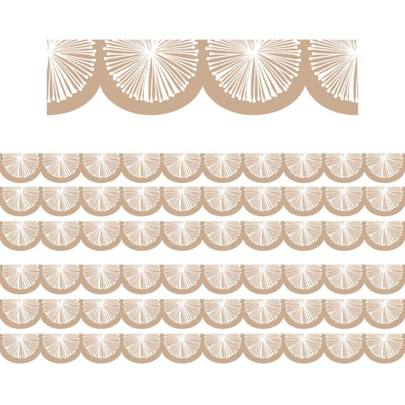 Teacher Created Resources® Natural Poms Scalloped Die-Cut Border Trim, 35 Feet Per Pack, 6 Packs