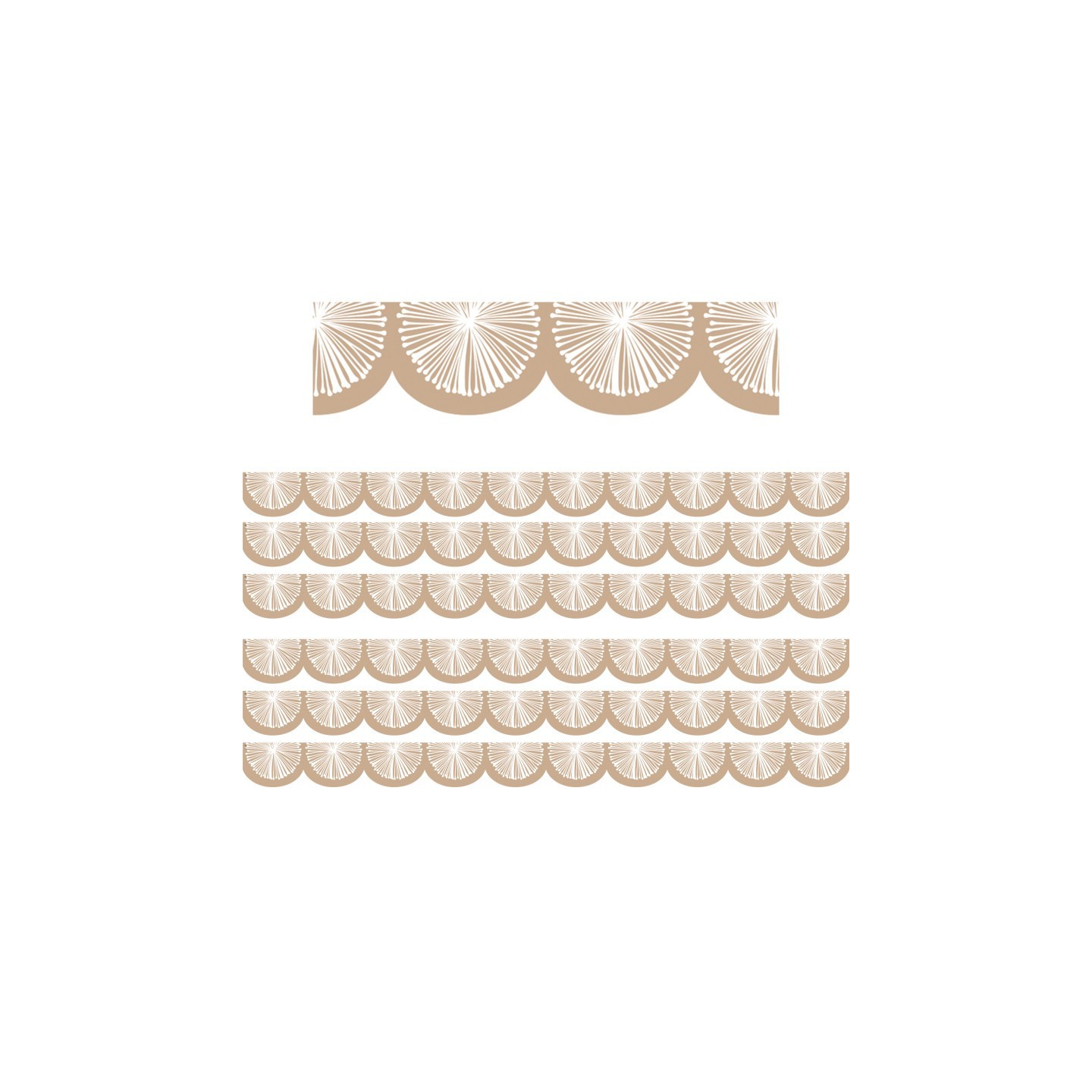 Teacher Created Resources® Natural Poms Scalloped Die-Cut Border Trim, 35 Feet Per Pack, 6 Packs