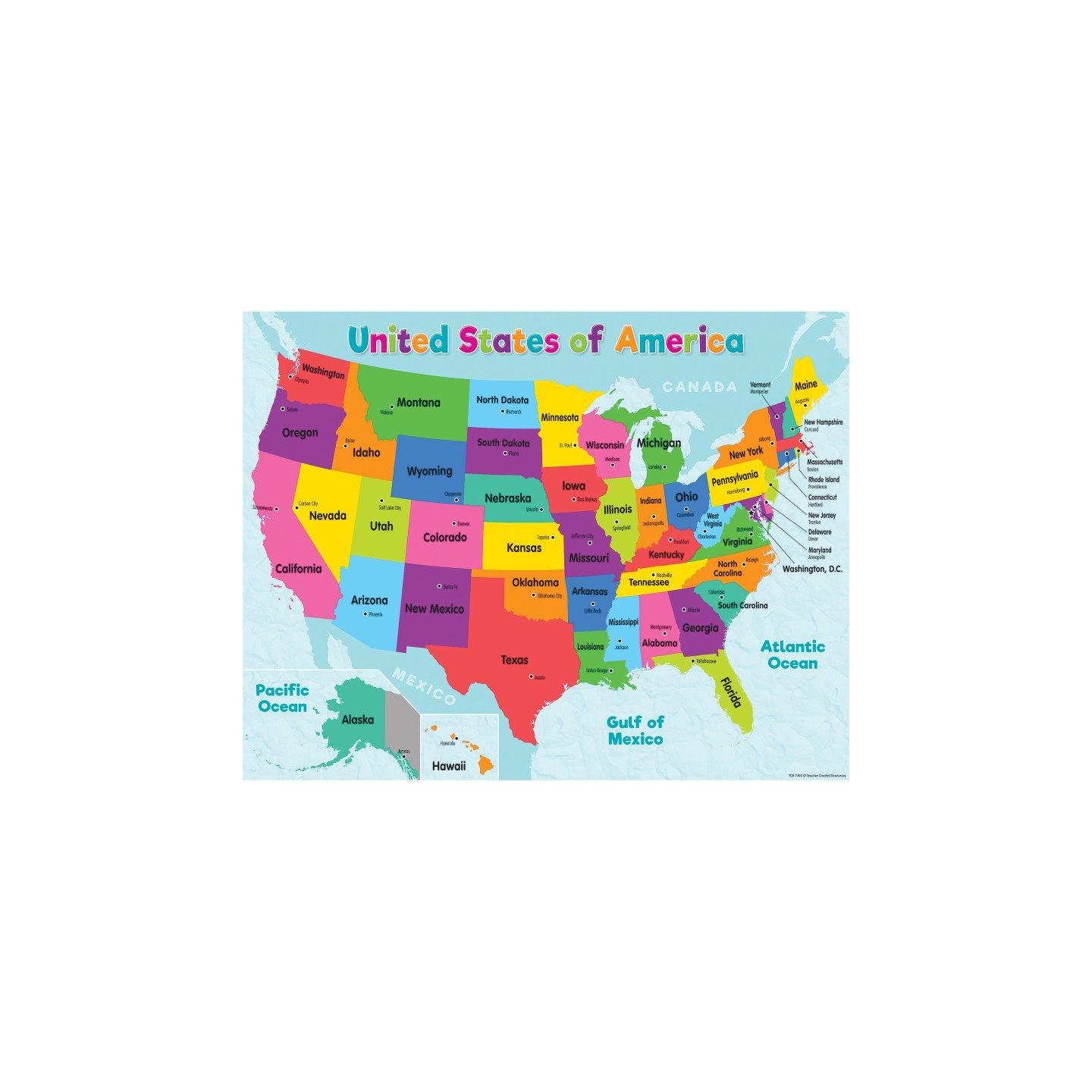 Teacher Created Resources® Colorful United States of America Map Chart