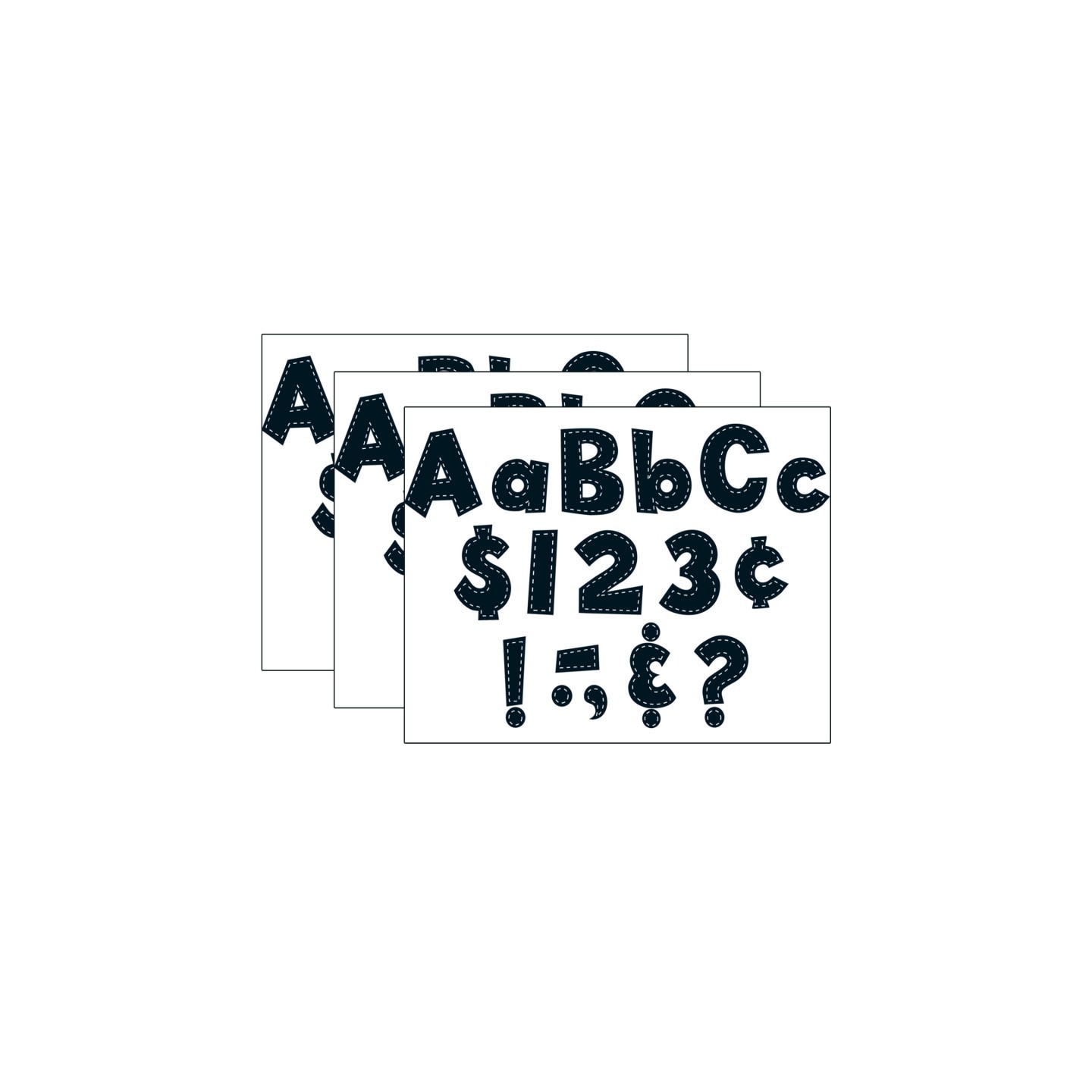 Teacher Created Resources® 4" Fun Font Letters, Black Stitch, 160 Pieces Per Pack, 3 Packs