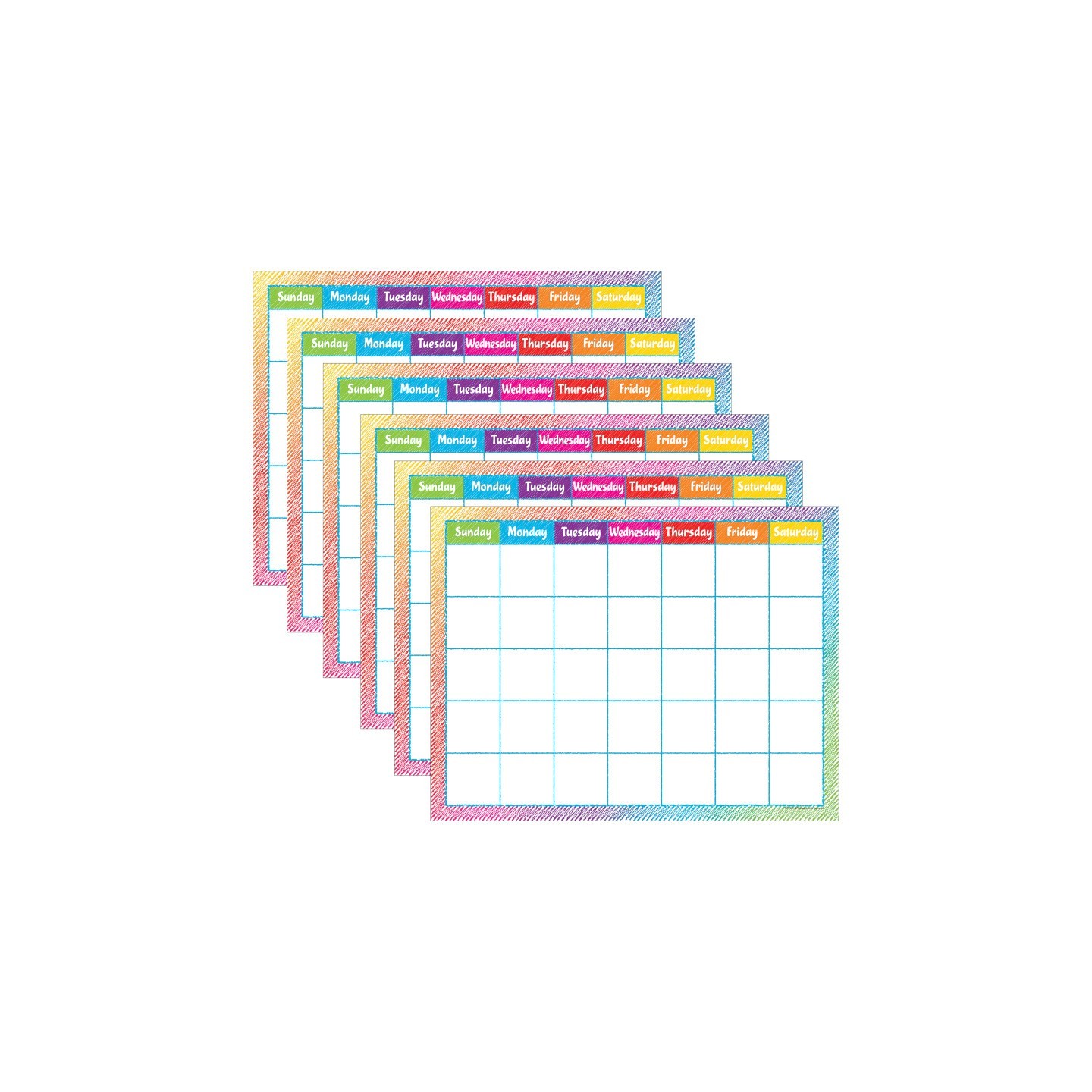 Teacher Created Resources® Colorful Scribble Calendar Chart, Pack of 6