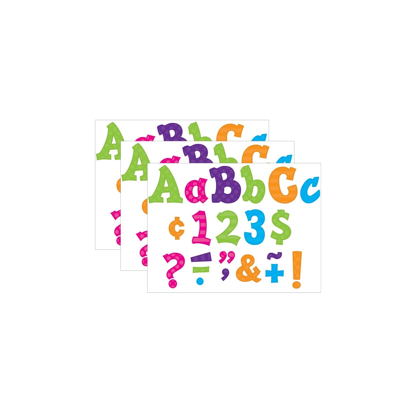 Teacher Created Resources® Multi Bright Sassy Solids 5" Letters, 238 Characters Per Pack, 3 Packs