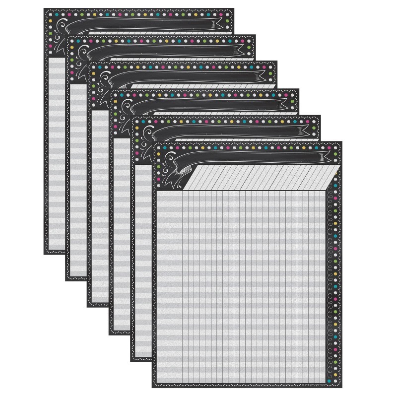 Teacher Created Resources® Chalkboard Brights Incentive Chart, Pack of 6