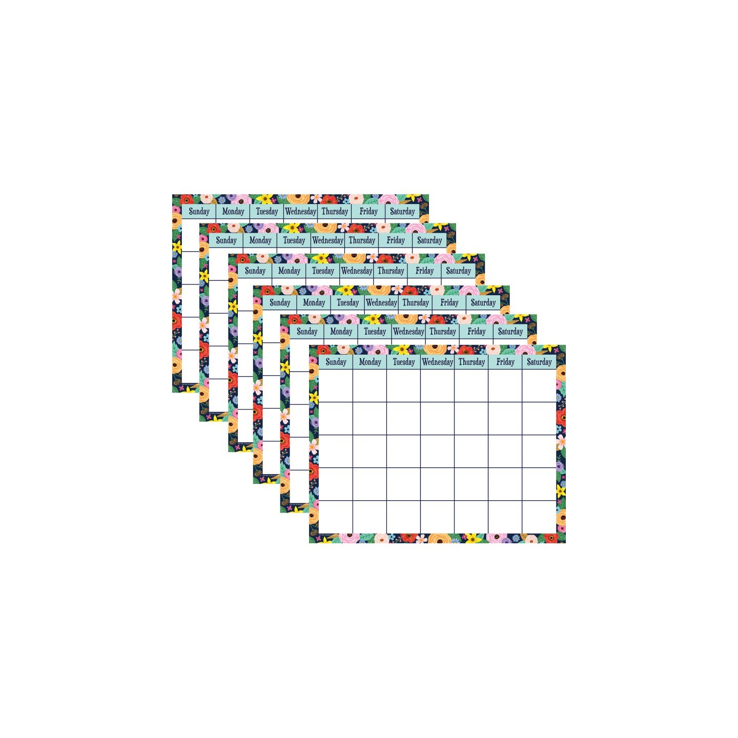 Teacher Created Resources® Wildflowers Calendar Chart, 17" x 22", Pack of 6