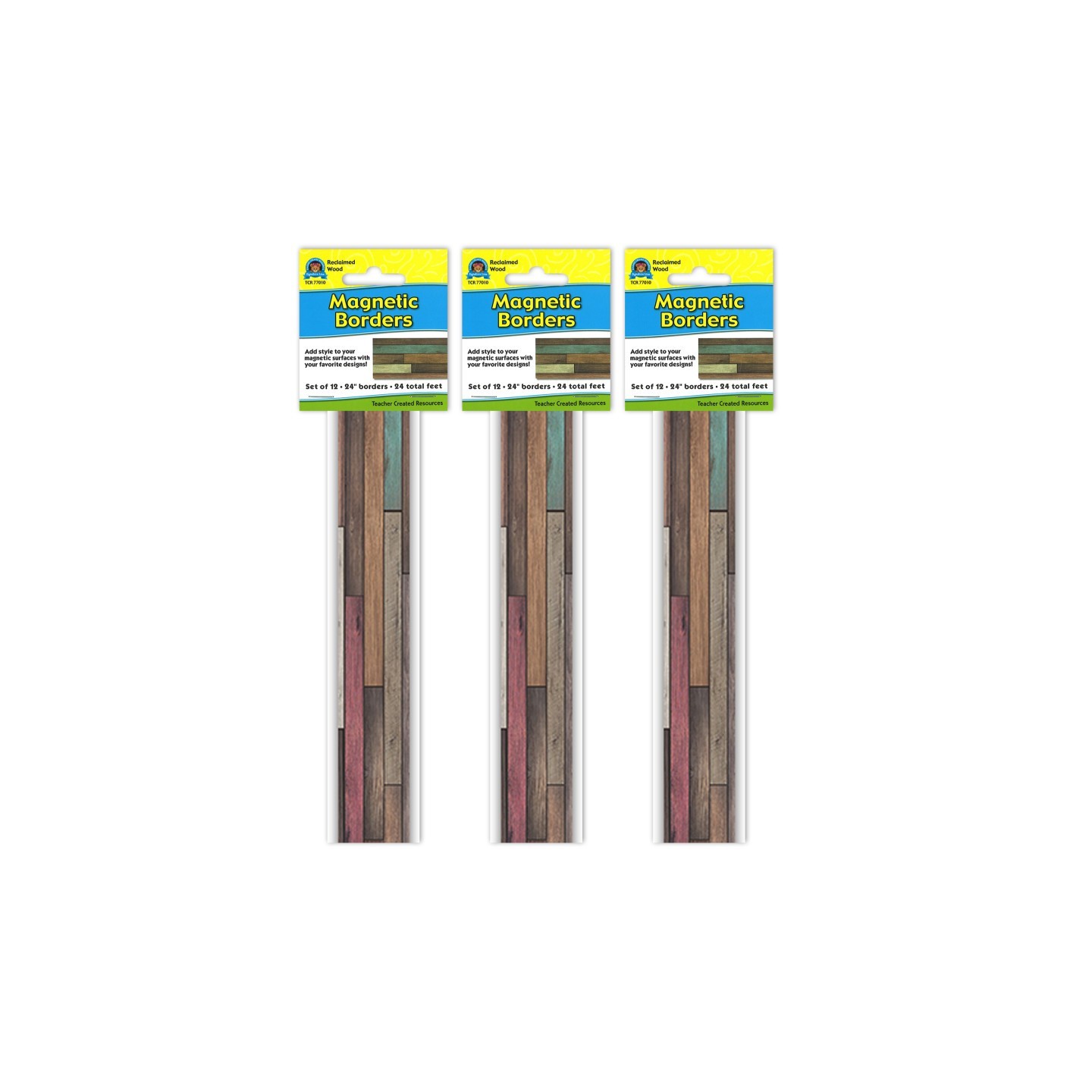 Teacher Created Resources® Reclaimed Wood Design Magnetic Border, 24 Feet Per Pack, 3 Packs