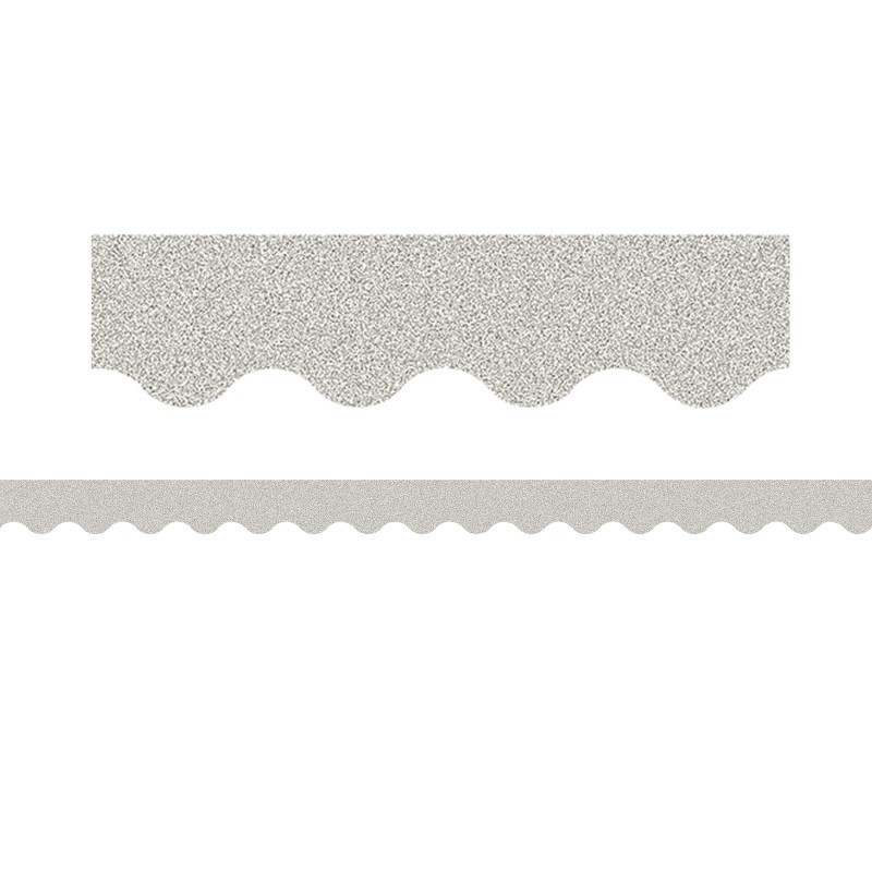 Teacher Created Resources® Silver Glitz Scalloped Border Trim, 35 Feet