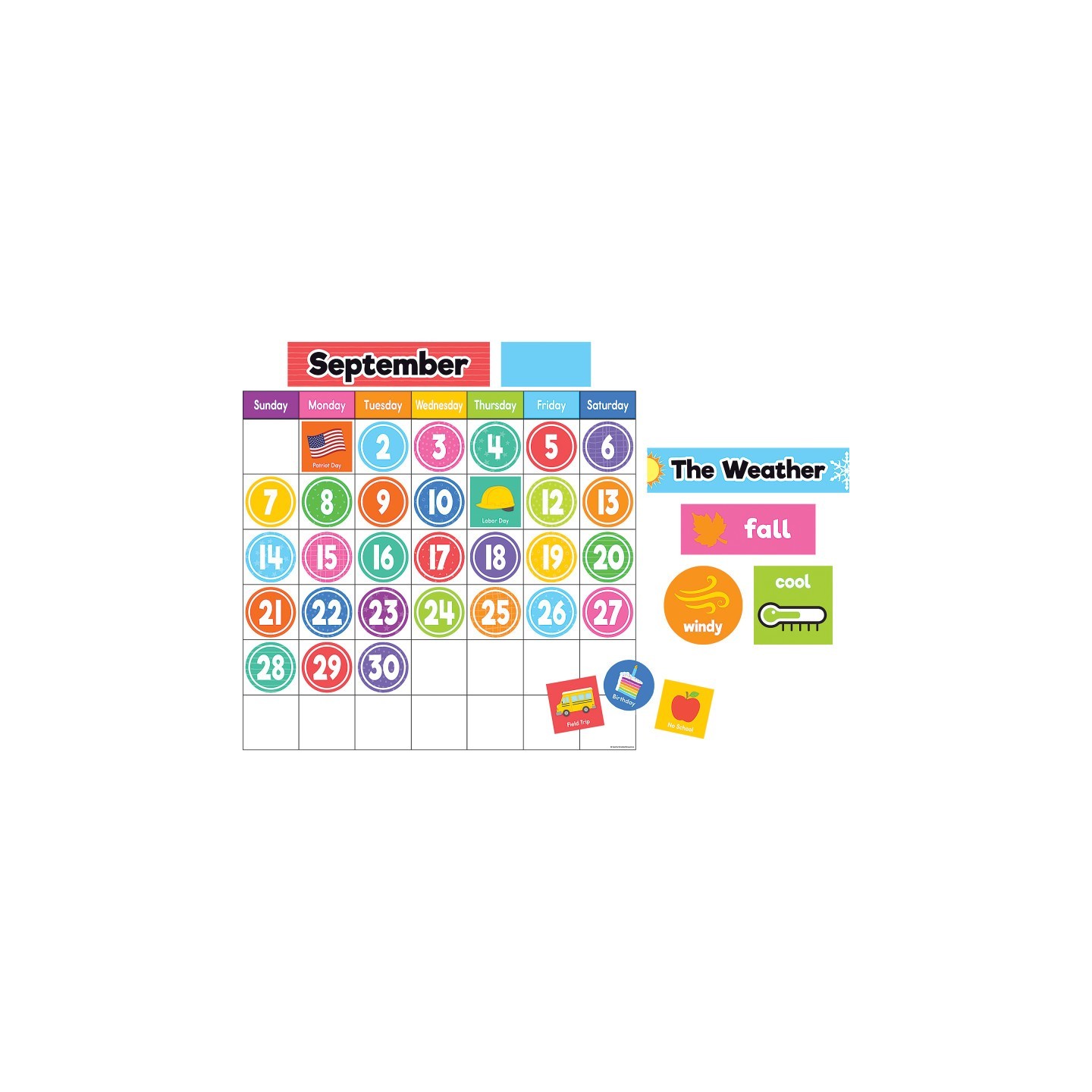 Teacher Created Resources® Colorful Magnetic Calendar Set, 93 Pieces