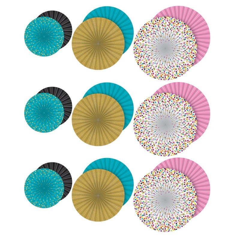 Teacher Created Resources® Confetti Hanging Paper Fans, 3 Per Pack, 3 Packs