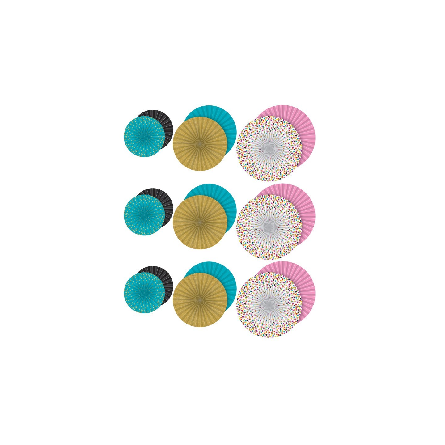 Teacher Created Resources® Confetti Hanging Paper Fans, 3 Per Pack, 3 Packs
