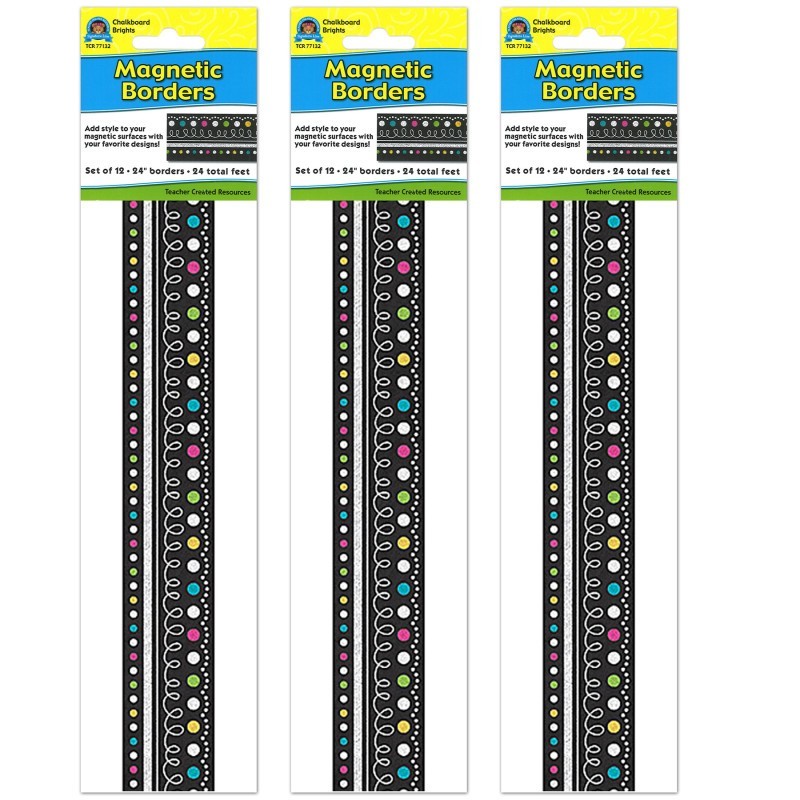 Teacher Created Resources® Chalkboard Brights Magnetic Borders, 24 Feet Per Pack, 3 Packs