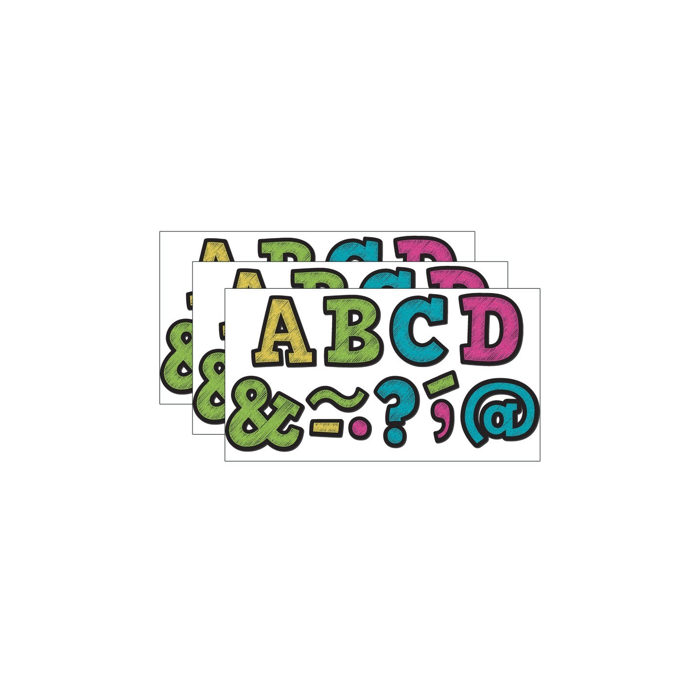 Teacher Created Resources® Chalkboard Brights Bold Block 2" Magnetic Letters, 70 Pieces Per Pack, 3 Packs