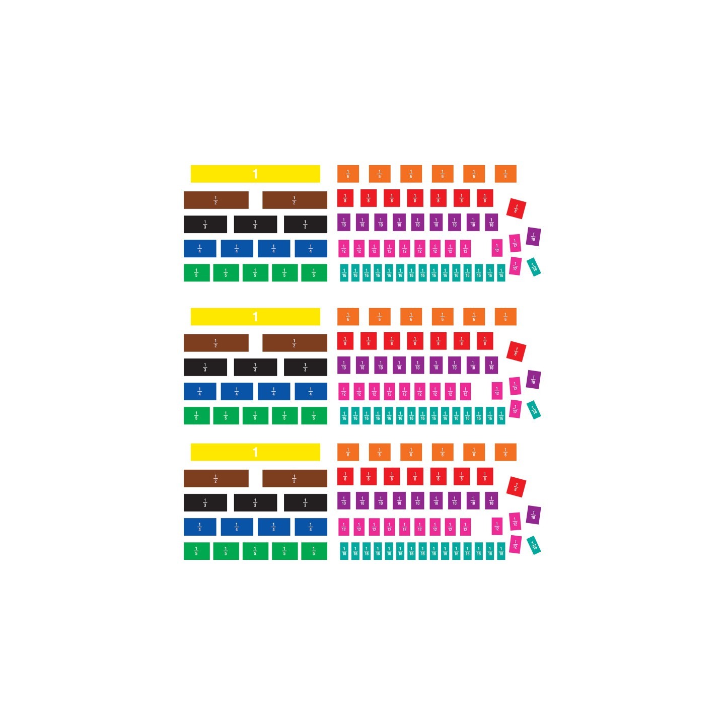 Teacher Created Resources® Fraction Tiles Magnetic Accents, 66 Pieces Per Pack, 3 Packs