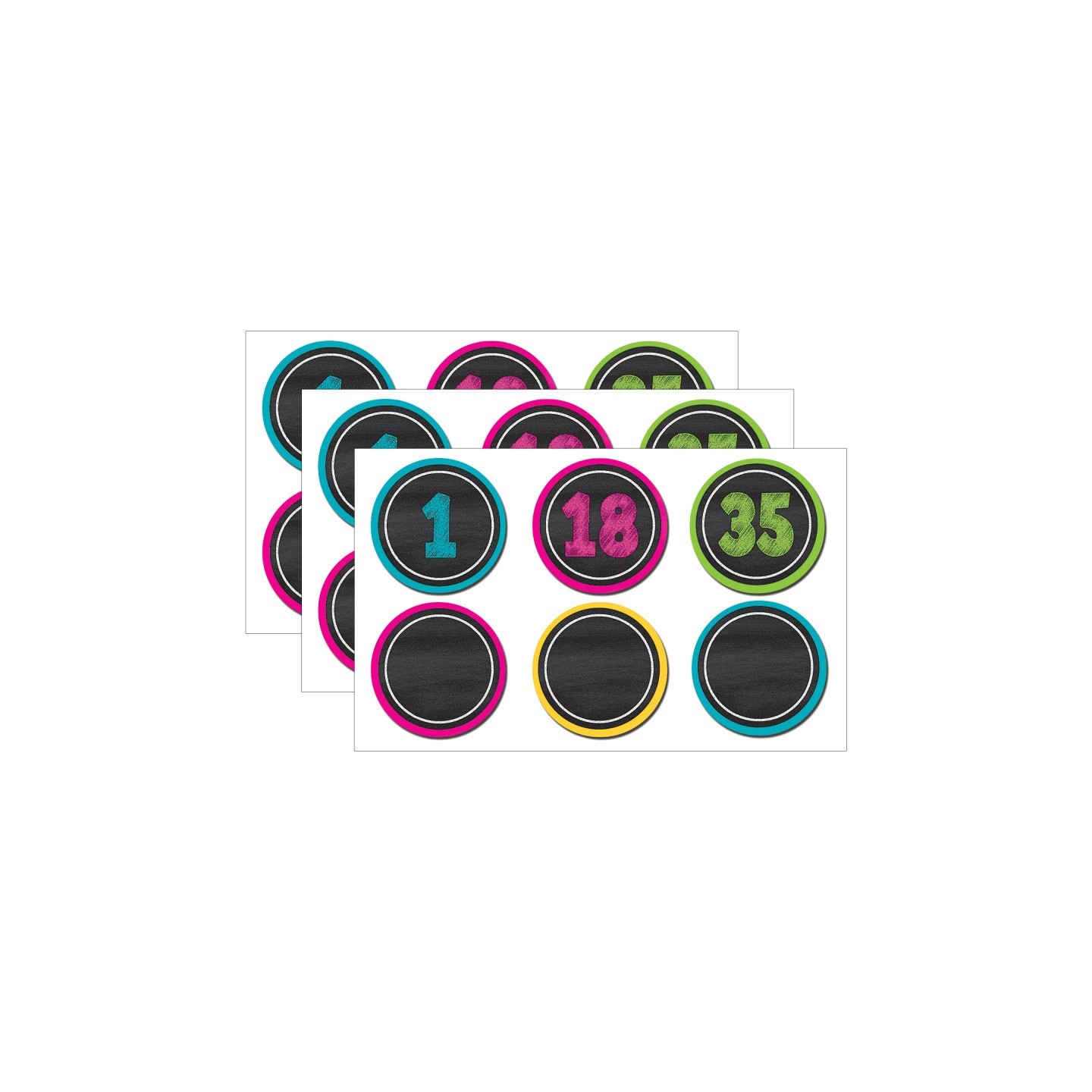 Teacher Created Resources® Chalkboard Brights Numbers Magnetic Accents, 42 Pieces Per Pack, 3 Packs
