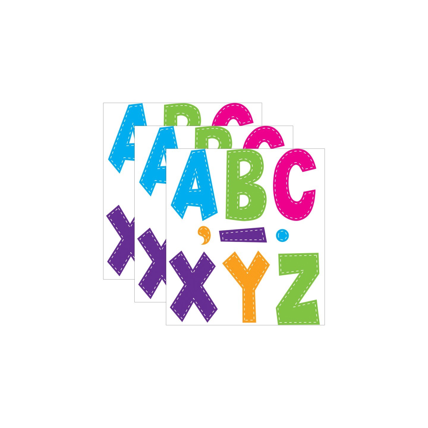 Teacher Created Resources® Multi Bright Stitch 7" Fun Font Letters, 120 Pieces Per Pack, 3 Packs