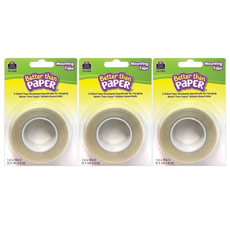 Teacher Created Resources® Better Than Paper® Mounting Tape, 1" x 19.6', 3 Rolls