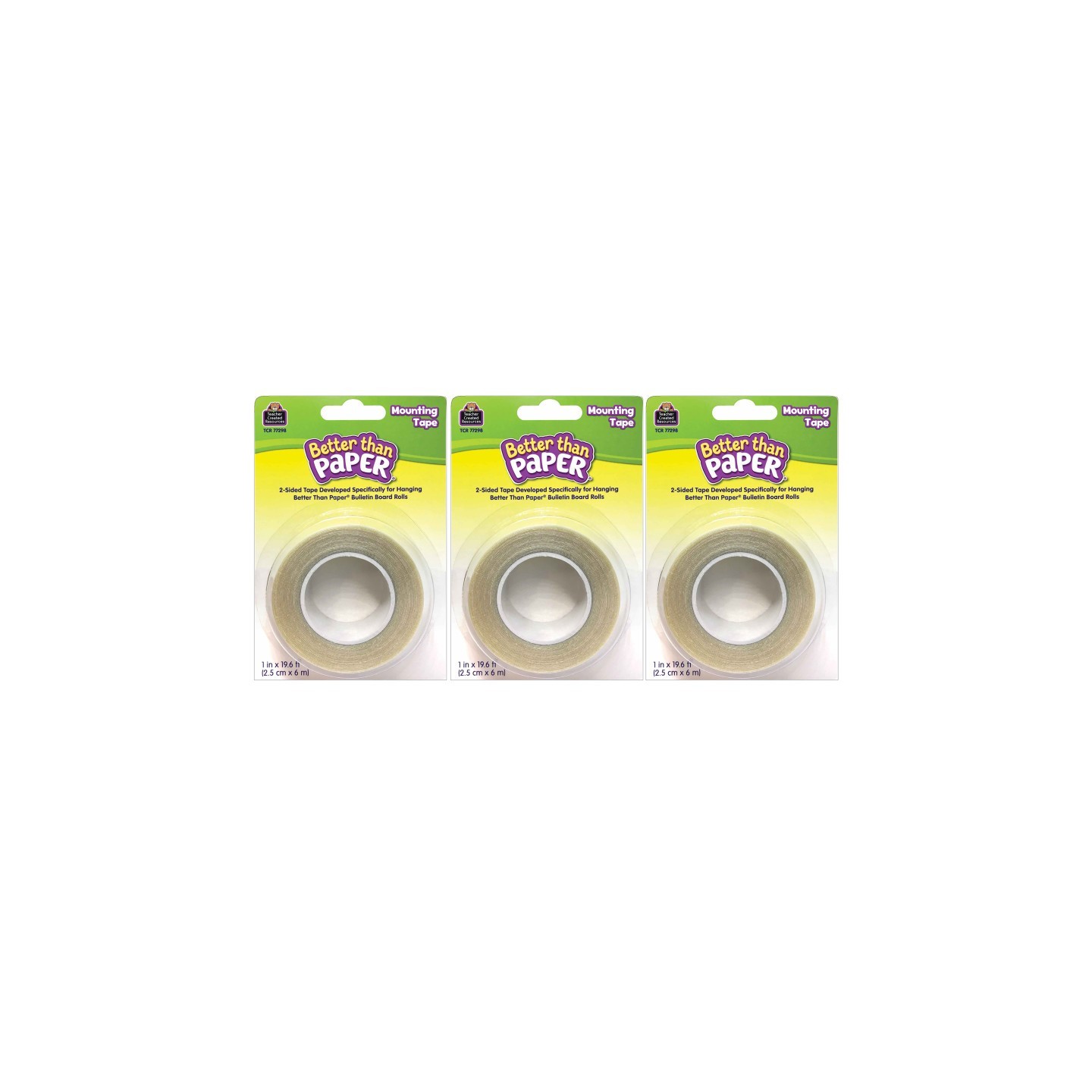 Teacher Created Resources® Better Than Paper® Mounting Tape, 1" x 19.6', 3 Rolls