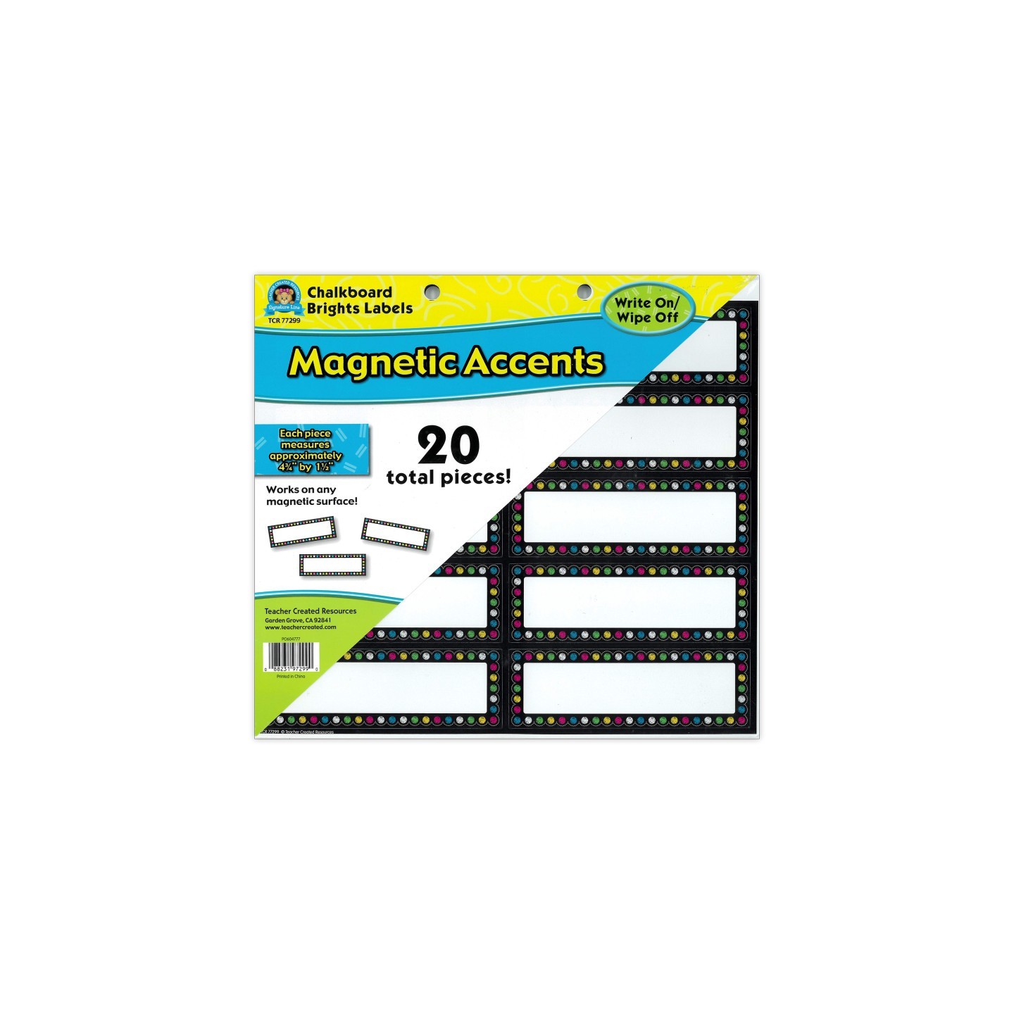 Teacher Created Resources® Chalkboard Brights Labels Magnetic Accents, Pack of 20