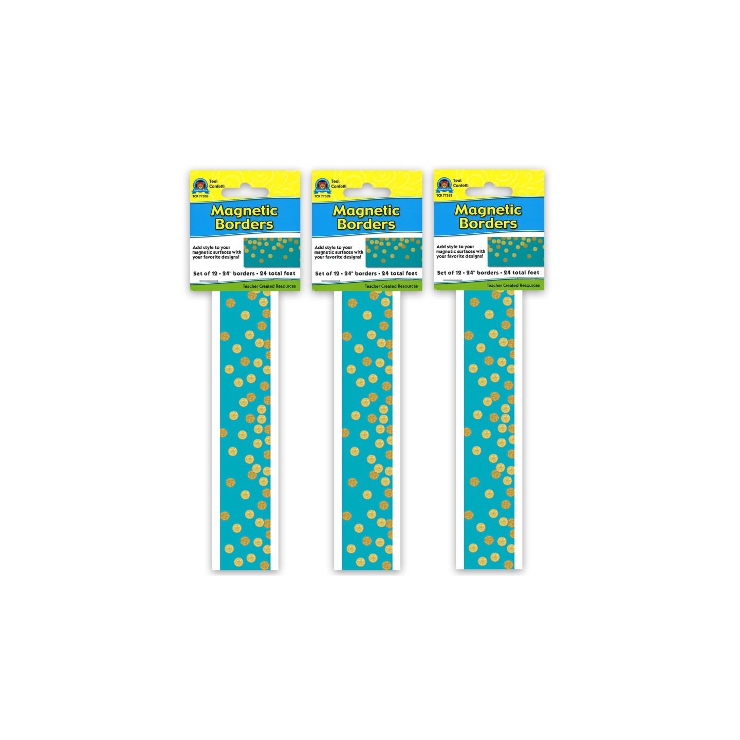 Teacher Created Resources® Teal Confetti Magnetic Border, 24 Feet Per Pack, 3 Packs