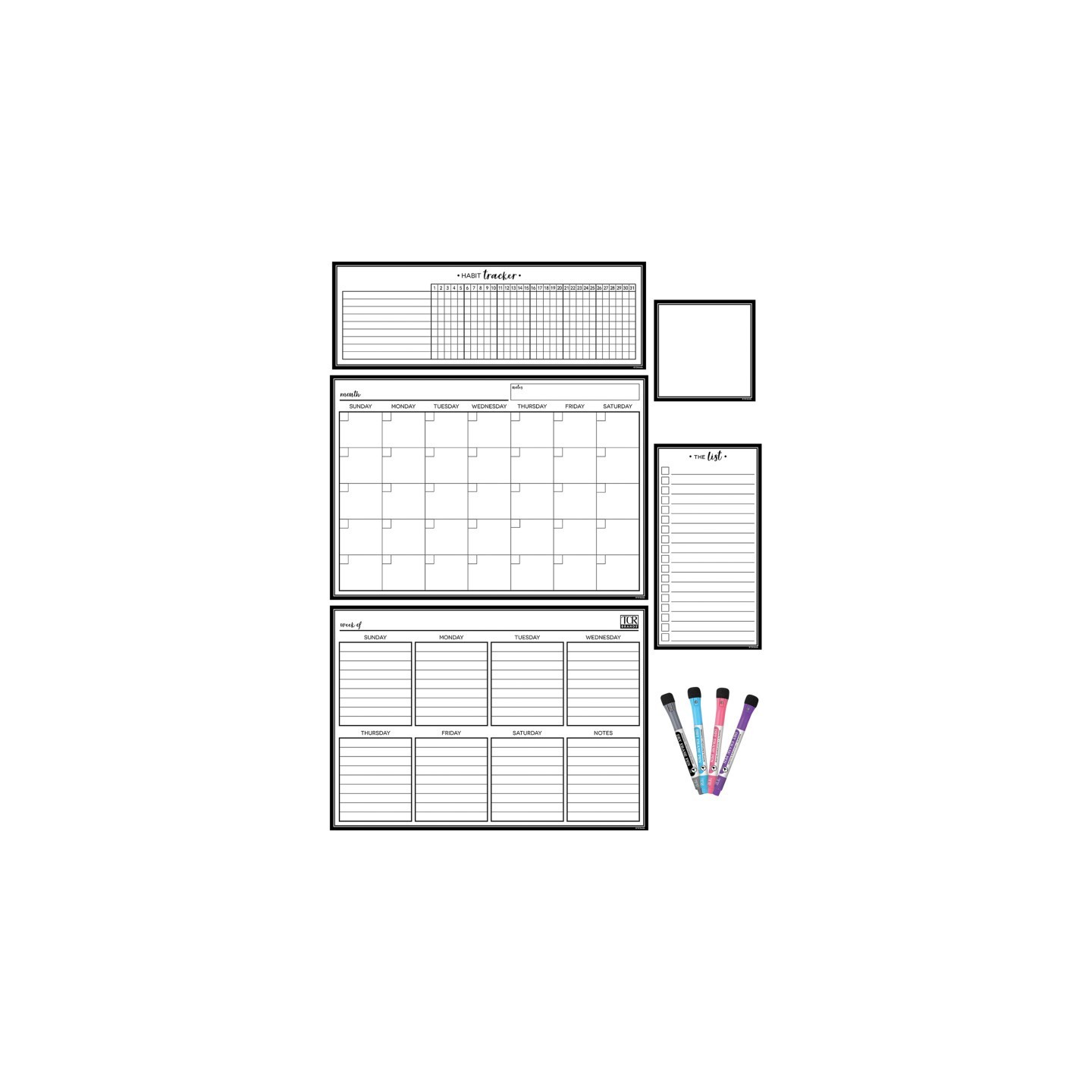 Teacher Created Resources® Black & White Dry-Erase Magnetic Calendar Set