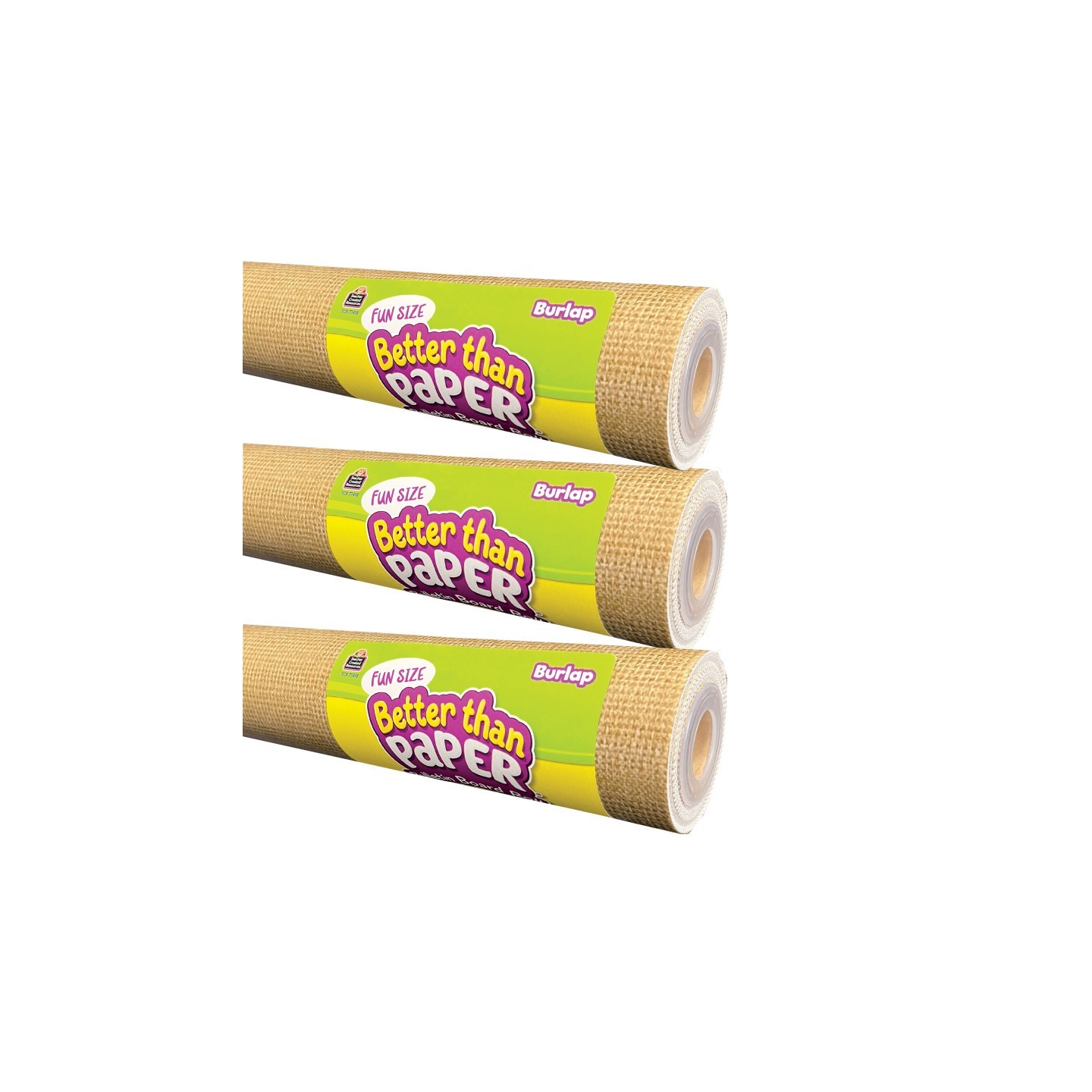 Teacher Created Resources® Fun Size Better Than Paper® Bulletin Board Roll, 18" x 12', Burlap, Pack of 3