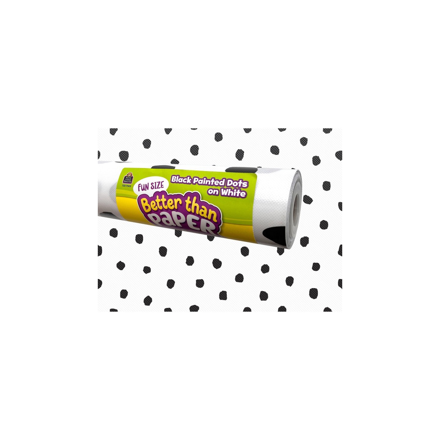 Teacher Created Resources® Fun Size Better Than Paper Bulletin Board Roll Black Painted Dots on White
