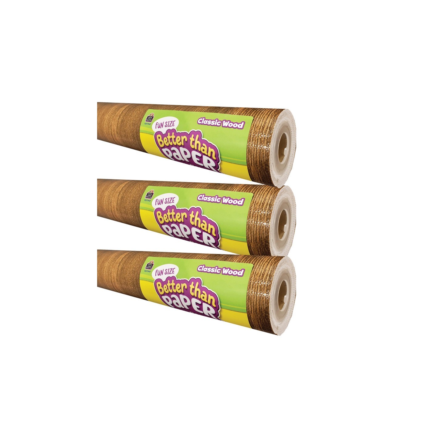 Teacher Created Resources® Fun Size Better Than Paper® Bulletin Board Roll, 18" x 12', Classic Wood, Pack of 3