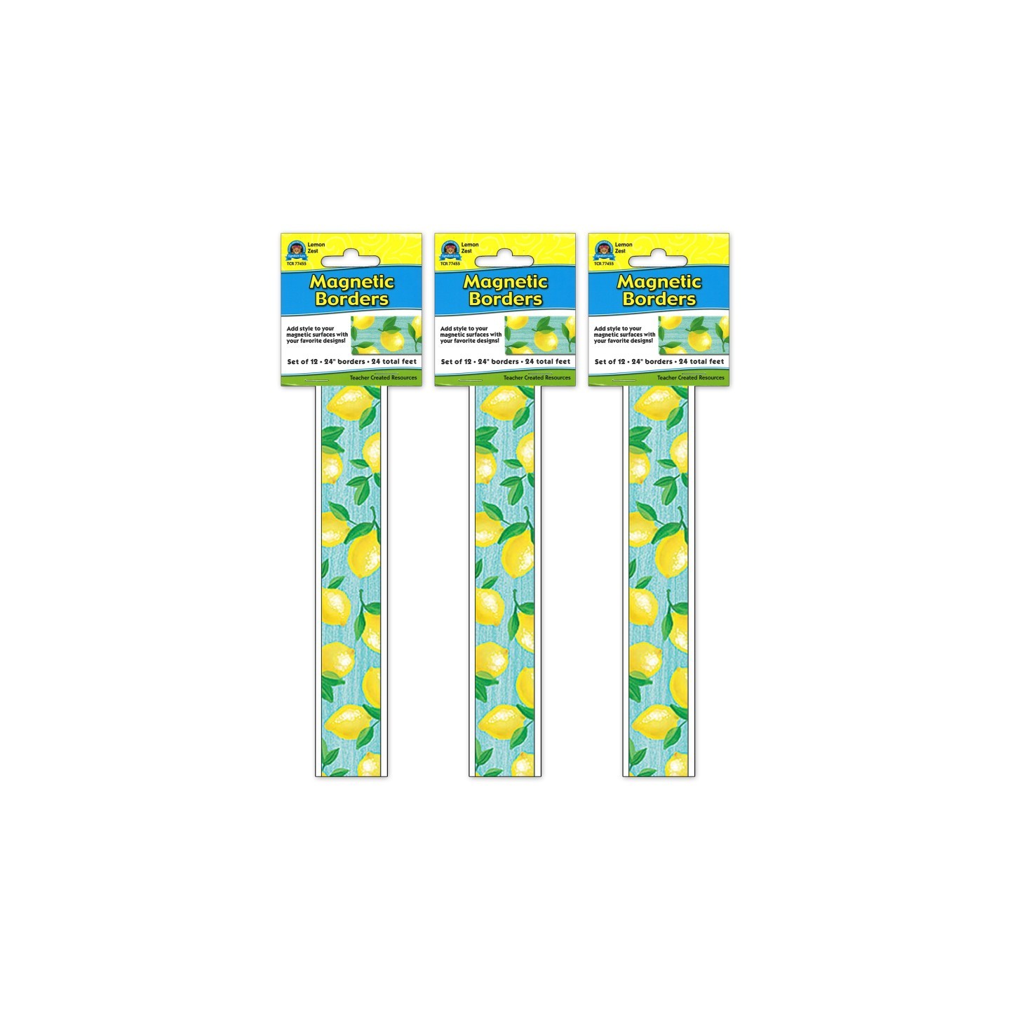 Teacher Created Resources® Lemon Zest Magnetic Border, 24 Feet Per Pack, 3 Packs