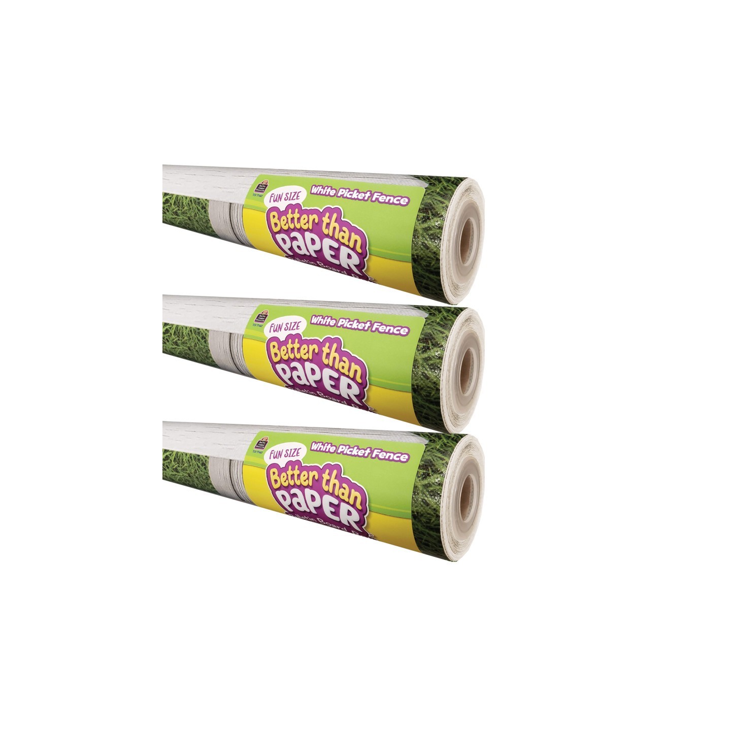 Teacher Created Resources® Fun Size Better Than Paper® Bulletin Board Roll, 18" x 12', White Picket Fence, Pack of 3