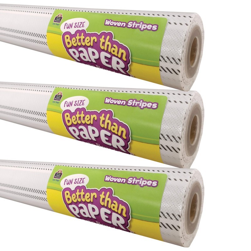 Teacher Created Resources® Fun Size Better Than Paper® Bulletin Board Roll, 18" x 12', Woven Stripes, Pack of 3