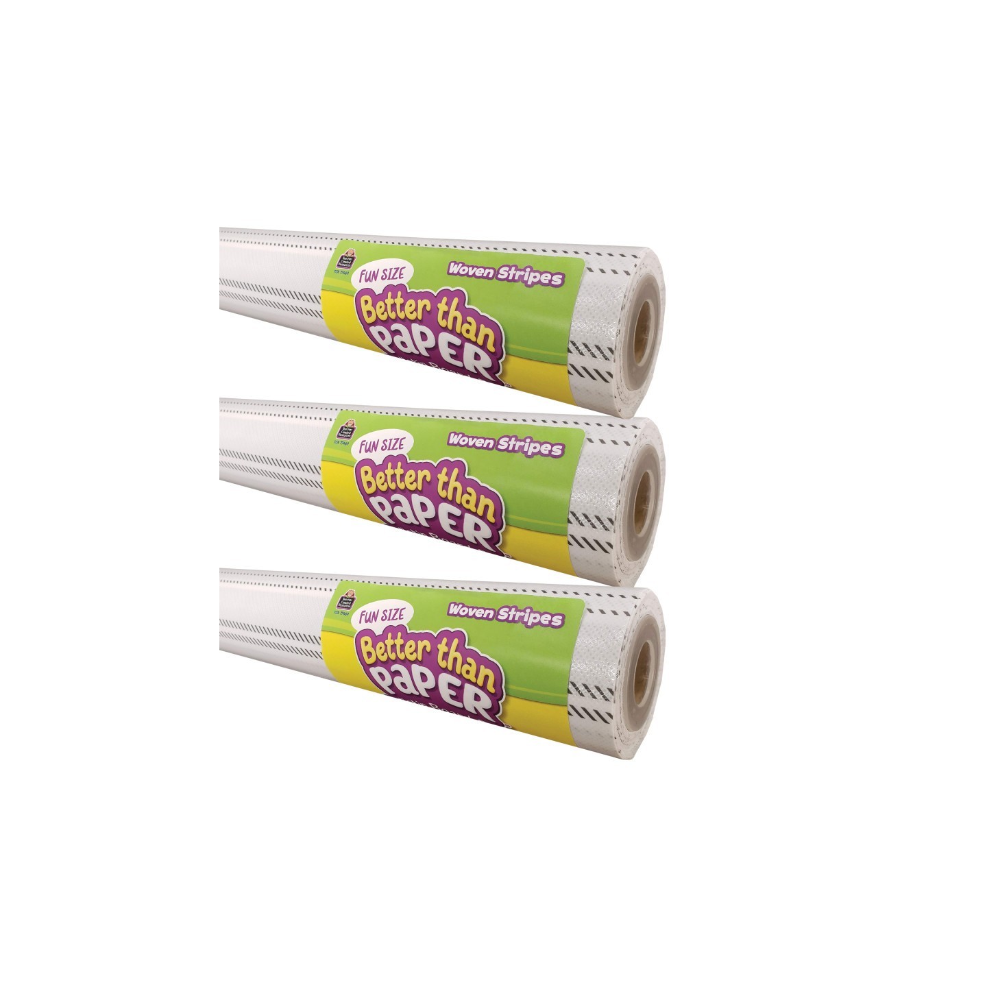 Teacher Created Resources® Fun Size Better Than Paper® Bulletin Board Roll, 18" x 12', Woven Stripes, Pack of 3