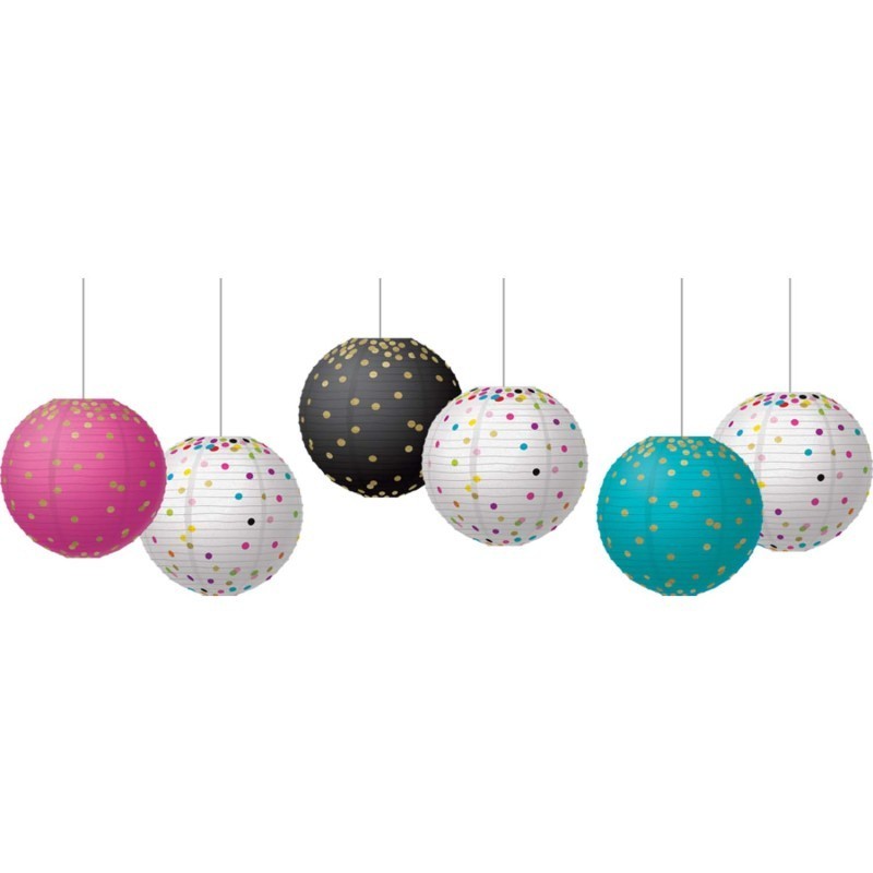 Teacher Created Resources® Gold Foil & Confetti 8" Hanging Paper Lanterns