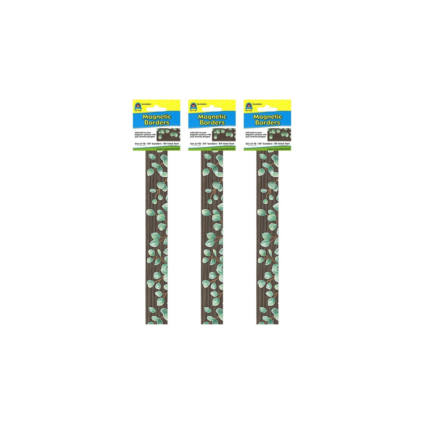 Teacher Created Resources® Eucalyptus Magnetic Border, 24 Feet Per Pack, 3 Packs