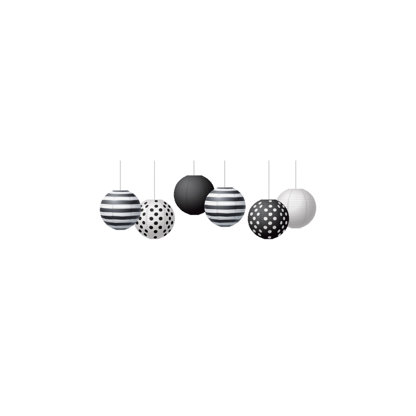 Teacher Created Resources® Black & White 8" Hanging Paper Lanterns, Pack of 6