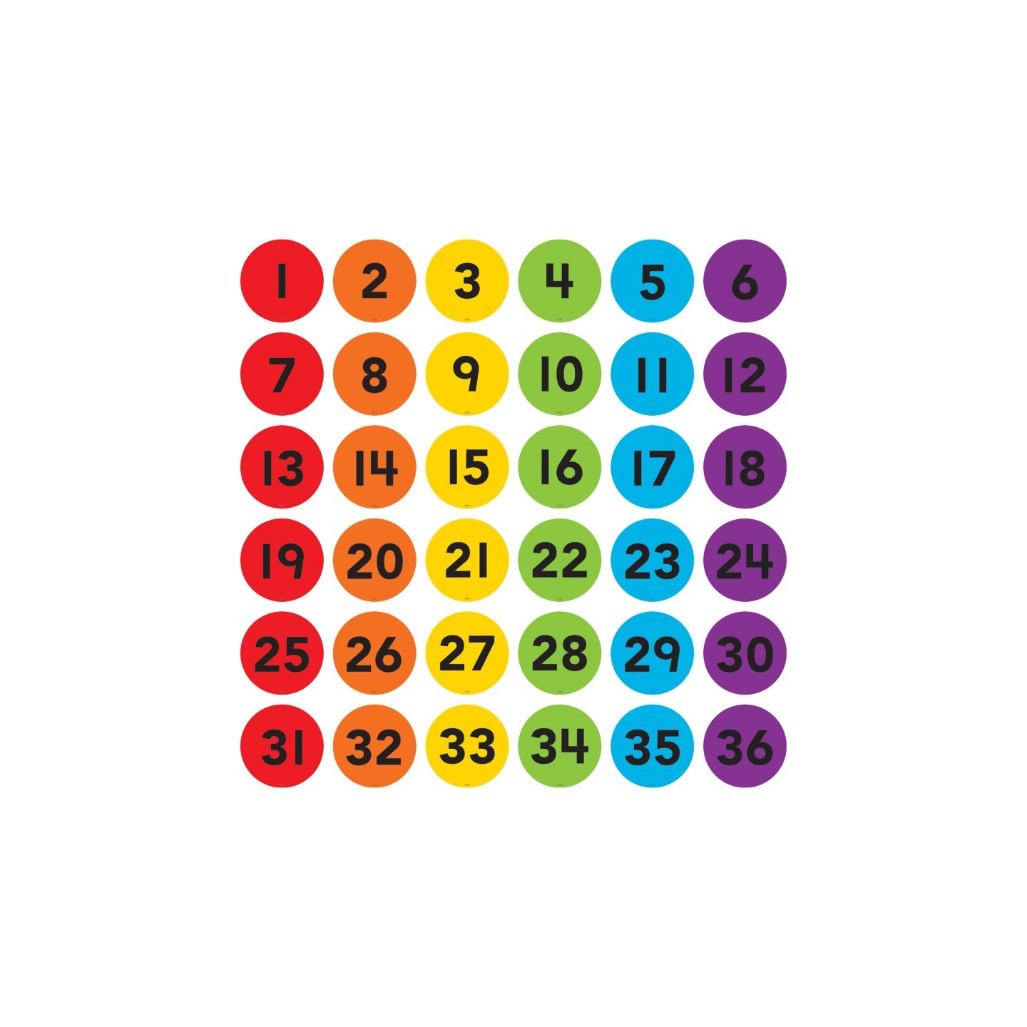 Teacher Created Resources® Spot On® Numbers 1-36 Floor Markers, 4"