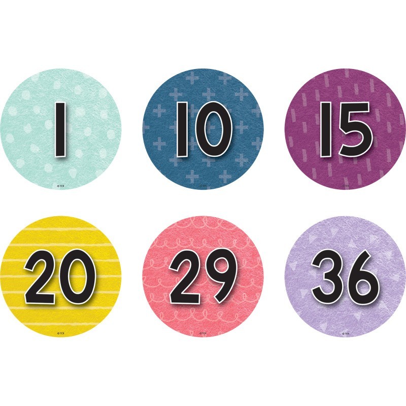 Teacher Created Resources® Spot On Floor Markers Oh Happy Day Numbers 1-36, 4", Pack of 36