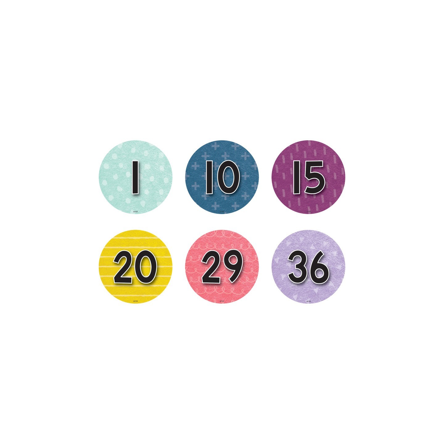 Teacher Created Resources® Spot On Floor Markers Oh Happy Day Numbers 1-36, 4", Pack of 36