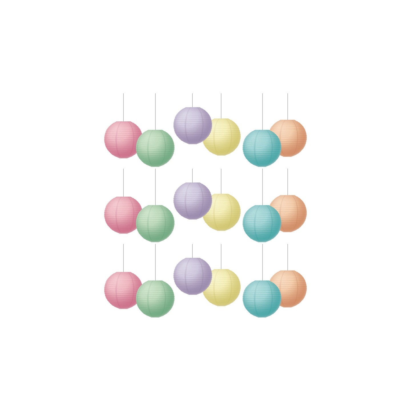 Teacher Created Resources® Pastel Pop 8" Hanging Paper Lanterns, 6 Per Pack, 3 Packs