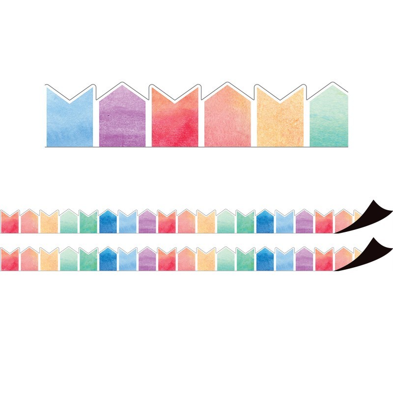 Teacher Created Resources® Watercolor Pennants Magnetic Border, 24 Feet Per Pack, 2 Packs