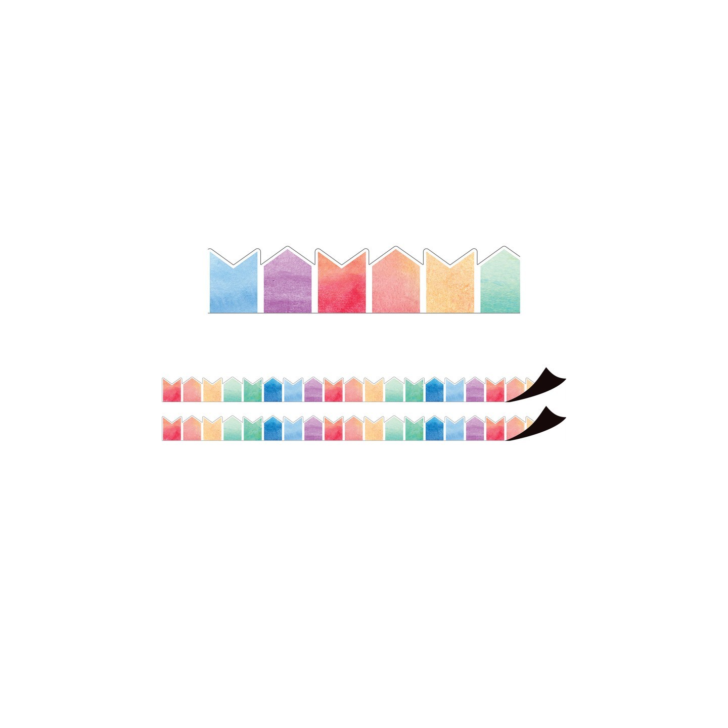 Teacher Created Resources® Watercolor Pennants Magnetic Border, 24 Feet Per Pack, 2 Packs