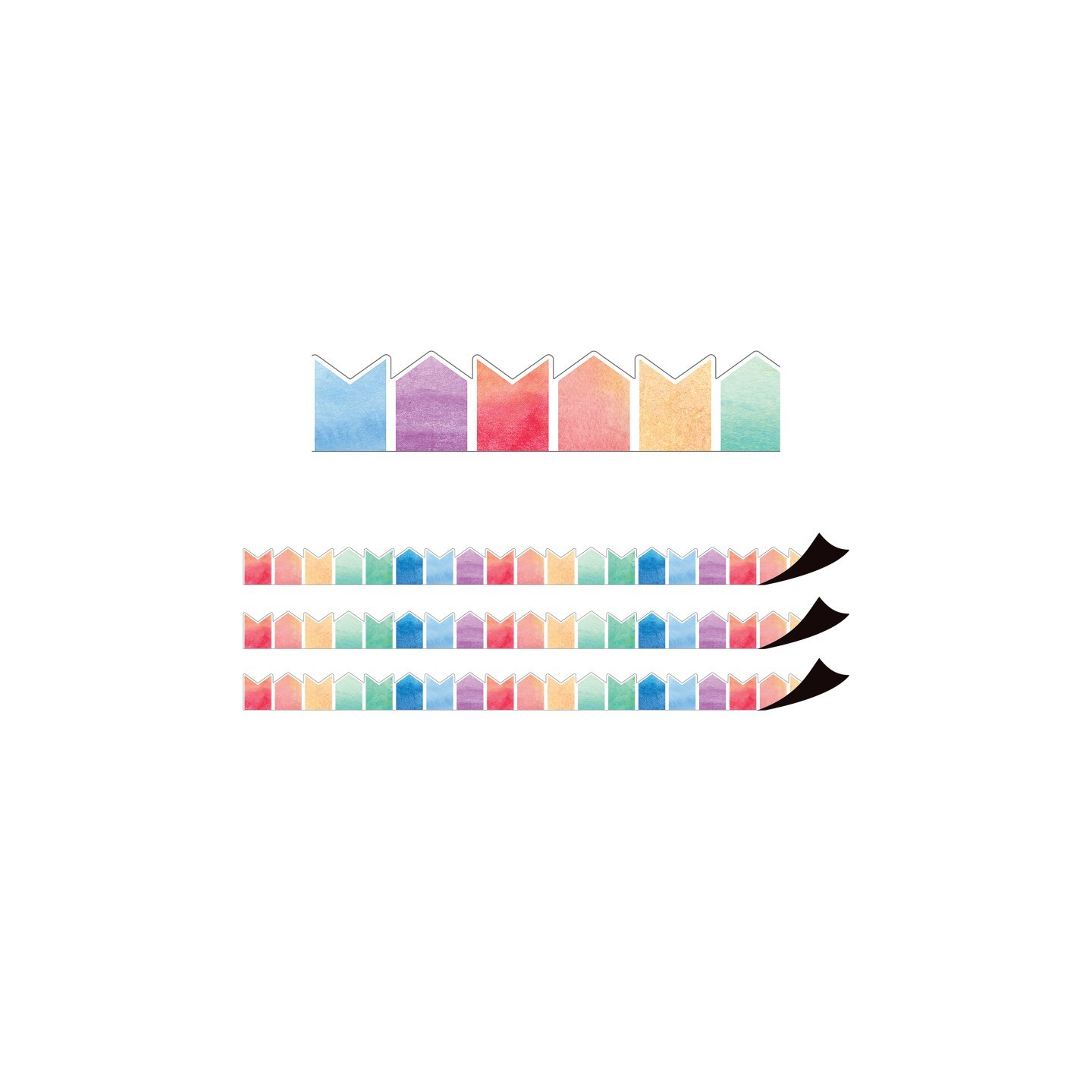 Teacher Created Resources® Watercolor Pennants Magnetic Border, 24 Feet Per Pack, 3 Packs