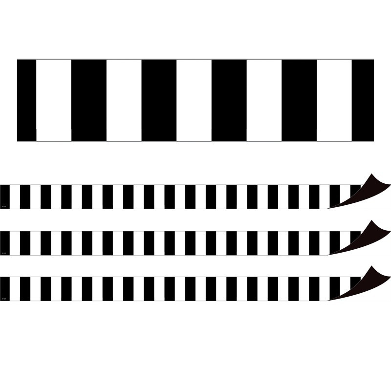 Teacher Created Resources® Black Stripes Magnetic Border, 24 Feet Per Pack, 3 Packs