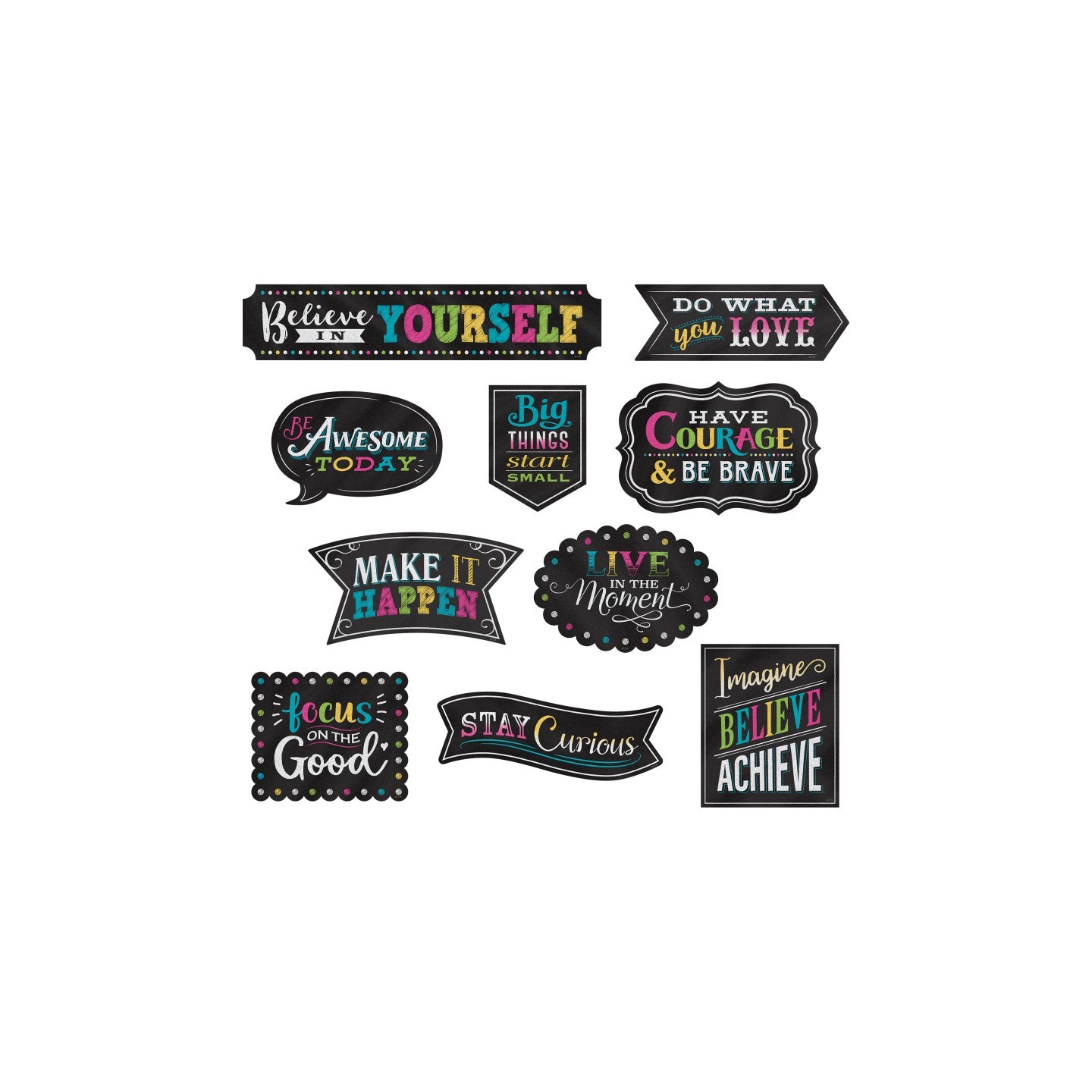 Teacher Created Resources® Chalkboard Brights Clingy Thingies® Positive Sayings Accents, 10 Per Pack, 2 Packs